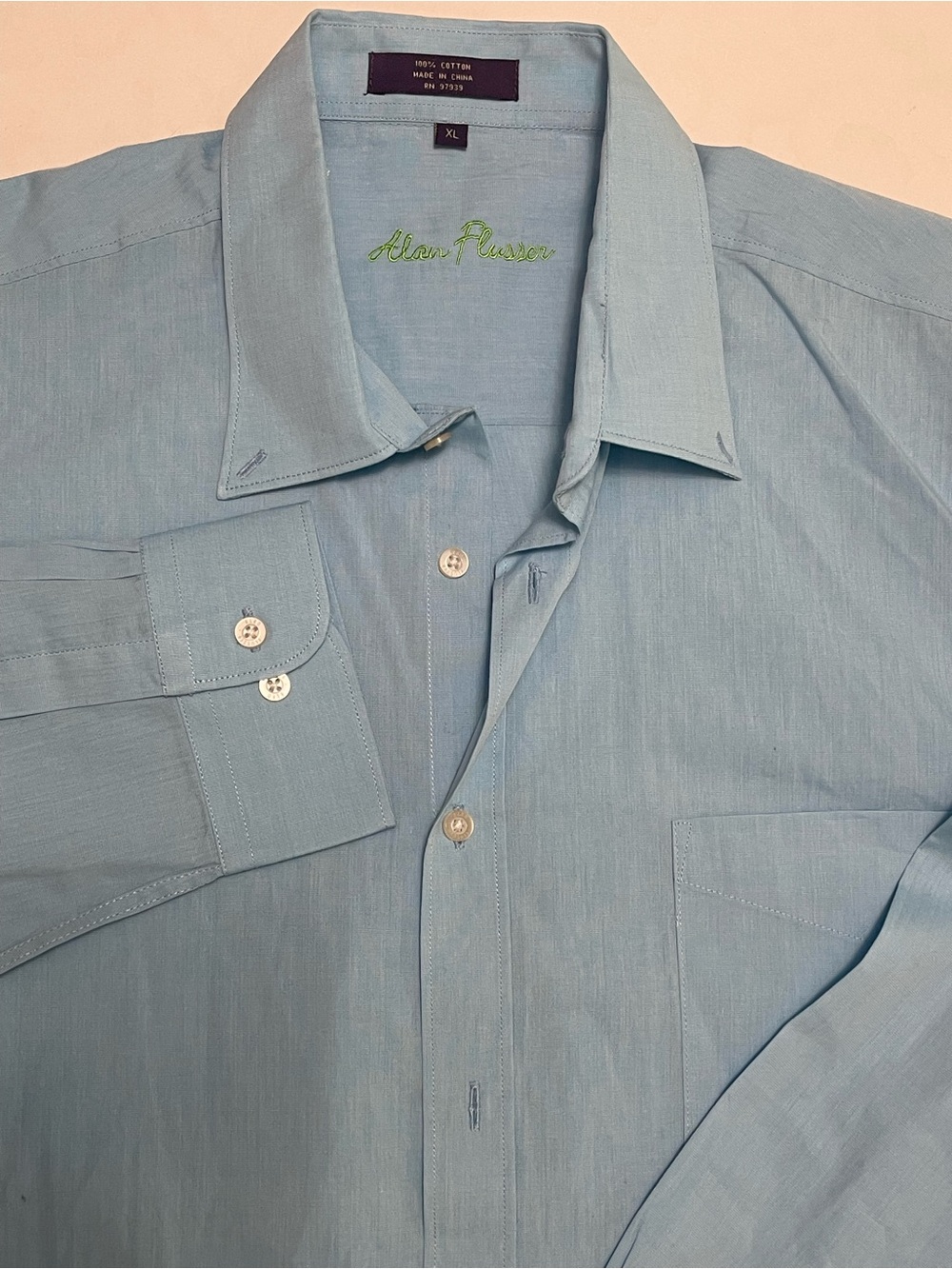 Alan Flusser Light Blue Cotton Dress Shirt